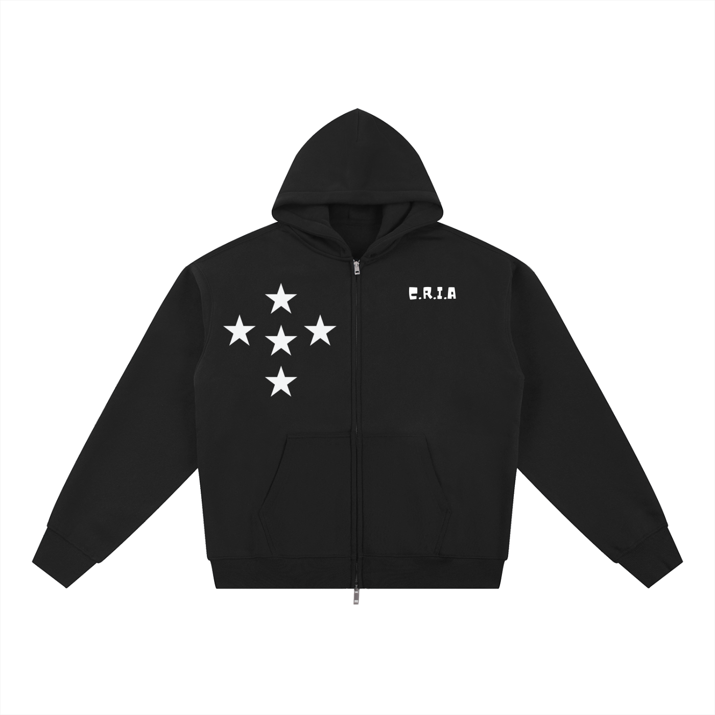 STAR* ZIP*UP HOODIE - black